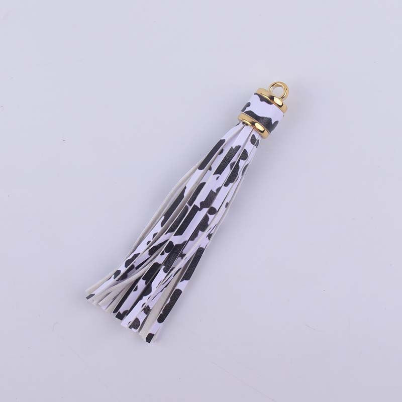 Wholesale Leather Tassel Edging Long Pendant Gold Hanging Clock Keychain Accessories